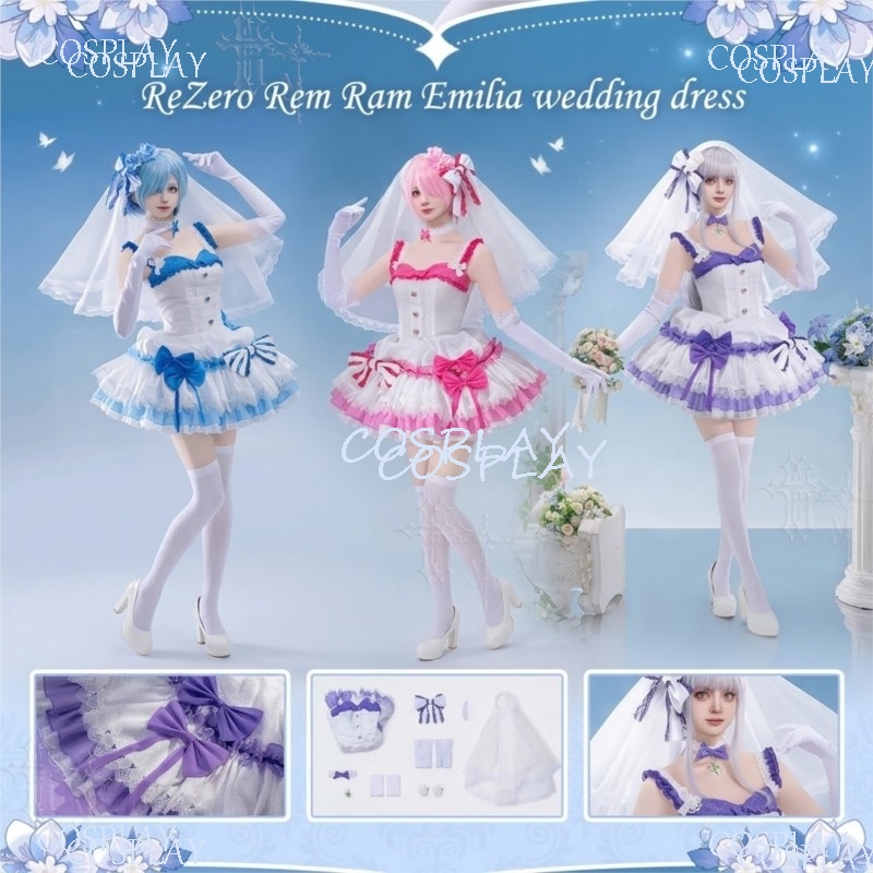 Japanese Lifestyle Anime - Vestido de Casamento Cosplay Estilo Rem