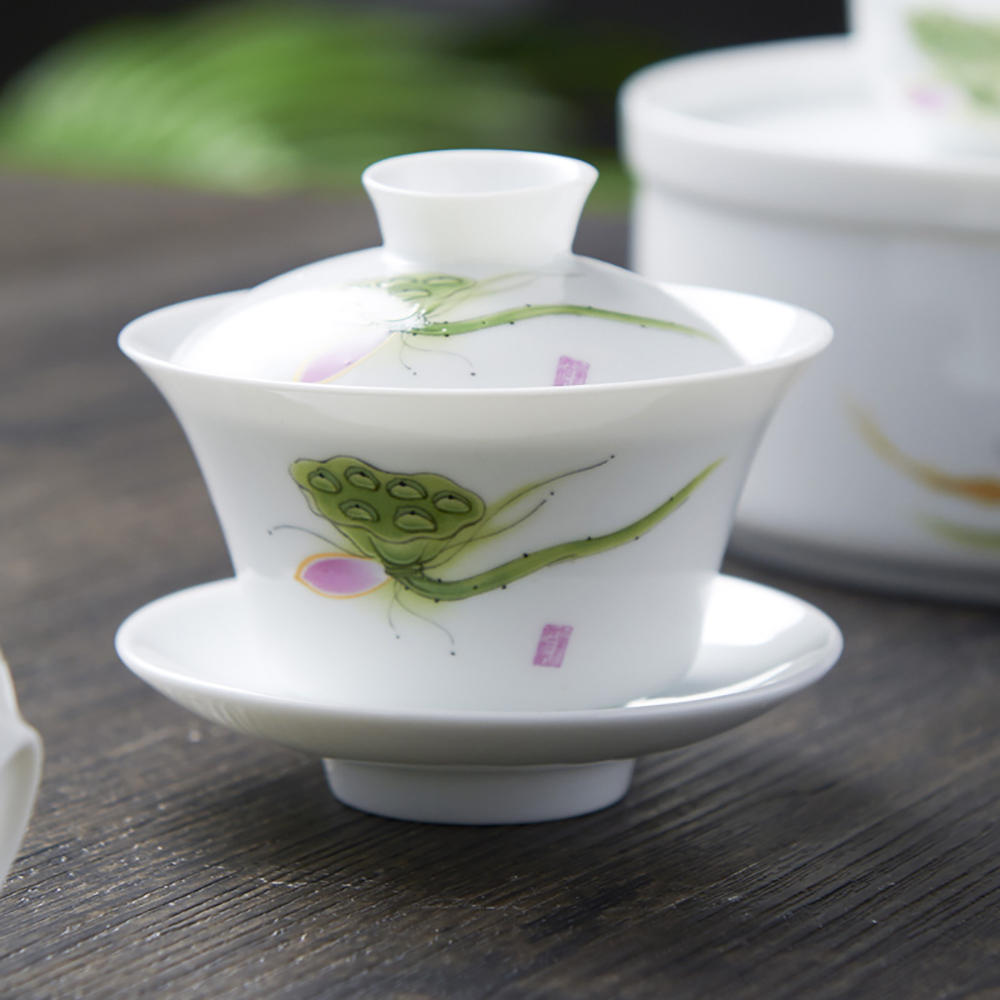 Mão desenhada branco china gai - Matcha Bowl Chawan avaliação e preço